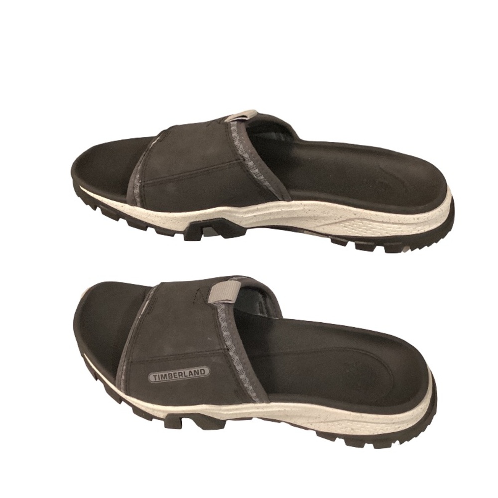 Timberland Garrison Trail Slide Black Leather Sandals – Men’s Size 10 M